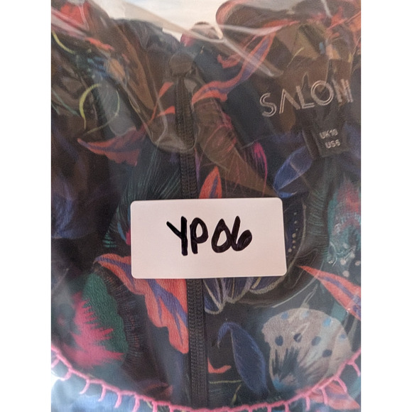 Saloni Elodie C Garnet Bandhani Silk Dress Size 6 A Line Ruffle Boho Glam Luxe - Picture 15 of 15